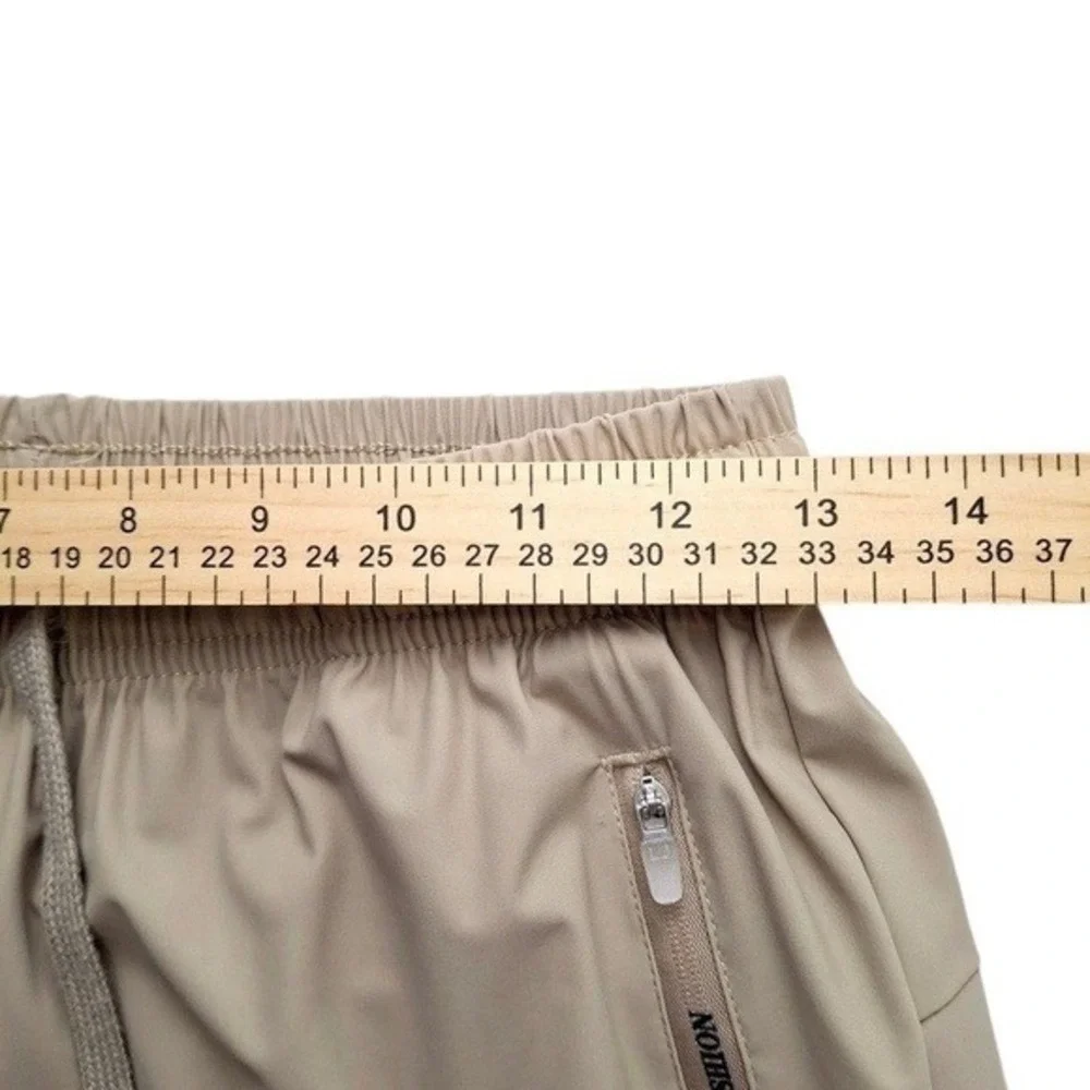 Fashion Womens‎ Joggers Active Pants Medium Beige Zip Pockets Stretch Unbranded